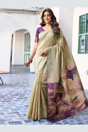 Satrani Women Woven Design Zari Banarasi Saree With Blouse Piece