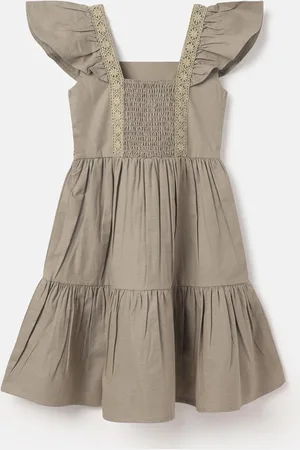 Benetton Flutter Sleeve Square Neck A-Line Dress