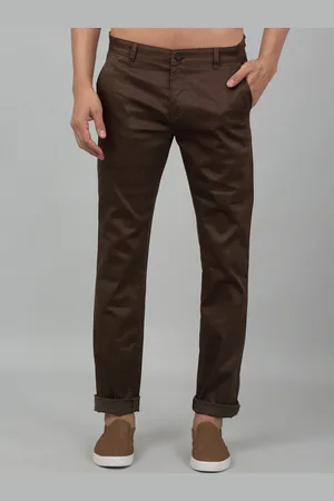 CANTABIL Men Regular Fit Checked Mid-Rise Stretchable Plain Cotton Trousers