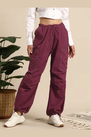 Mast & Harbour Women Contrast Stitch Jogger Style Cargos Trousers
