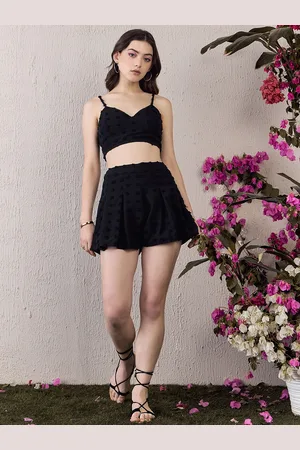 Berrylush Shoulder Straps Crop Top & Skirt Co-Ords