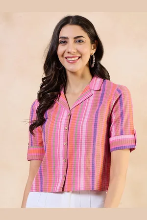 Anouk Multi Printed Roll-Up Sleeves Shirt Style Top