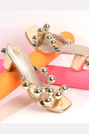 THE WHITE POLE Embellished Open Toe Block Heels