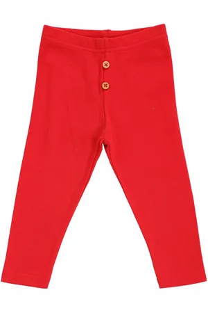 BodyCare Girls Red Solid Cotton Track Pants