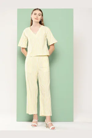 Chemistry Striped Pure Cotton Top With Trouser