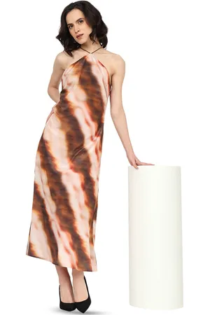 Kalini Tie And Dye Printed Halter Neck Maxi Dress