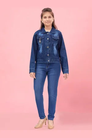 BAESD Girls Washed Crop Denim Cotton Jacket