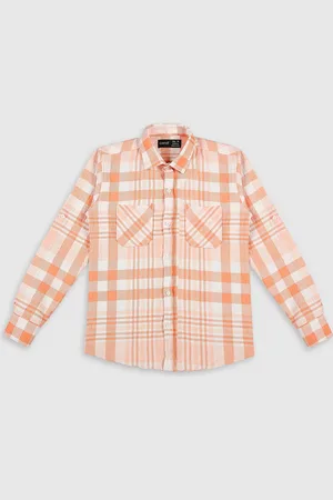 CAVIO Boys Standard Tartan Checks Roll-Up Sleeves Casual Shirt