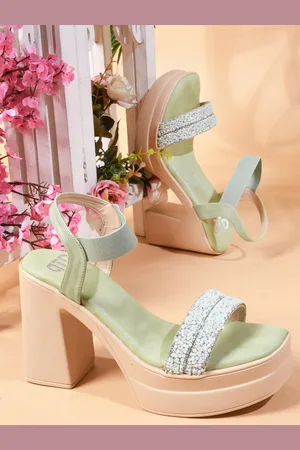 THE WHITE POLE Embellished Open Toe Platform Heels