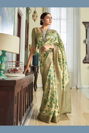 ELORA Woven Design Pure Satin Silk Saree