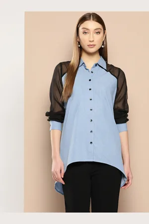 Chemistry Women Premium Colourblocked Denim Casual Shirt