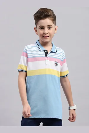 Monte Carlo Boys Striped Polo Collar Cotton T-shirt