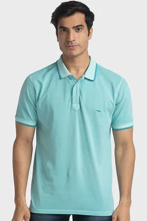 ColorPlus Self Design Polo Collar Short Sleeves Cotton Tailored Fit T-shirt