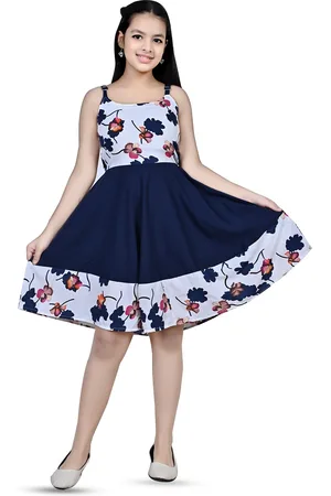BAESD Girls Floral Print Shoulder Straps Sleeveless Fit & Flare Dress