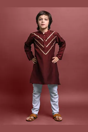 VESHAM Boys Mandarin Collar Gotta Patti Straight Kurta