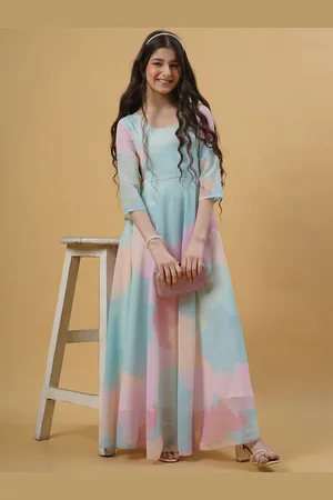 Kedar Fab Girls Colourblocked Georgette Maxi Dress