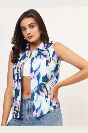 CHARMGAL Classic Abstract Printed Sleeveless Casual Shirt