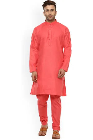 Hangup Men Red Solid Straight Kurta