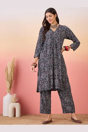 InWeave Floral Printed A-Line Kurta with Trousers