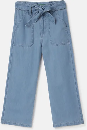Benetton Girls Mid-Rise Wide Leg Trousers