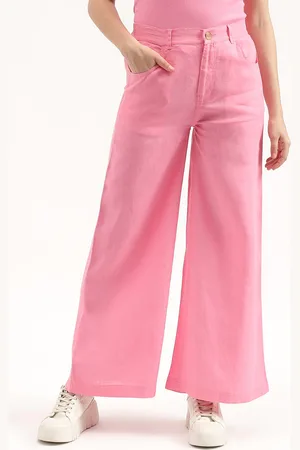 Benetton Women Mid-Rise Linen Parallel Trousers