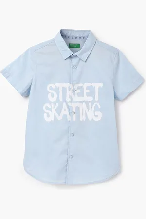 Benetton BoysTypography Printed Opaque Cotton Casual Shirt