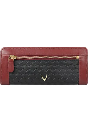 Hidesign Women Black & Maroon Textured Leather Two Fold Wallet