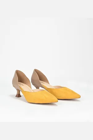 Scentra Colourblocked Pointed Toe Kitten Heeled Pumps