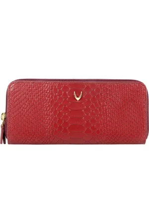 Hidesign Women Red Animal Textured Zip Around Wallet