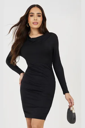Styli Cowl-Neck Solid Bodycon Dress