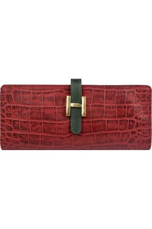 Hidesign Women Rust Red Textured Two Fold Leather Wallet