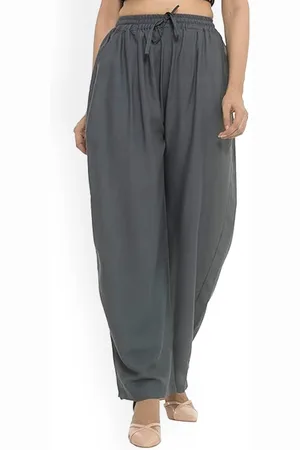 CHANDERKASH Women Relaxed Straight Leg Pleated Palazzo Trousers