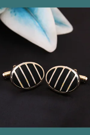 KOVOVE Gold-Toned & Black The Stunning Crest Cufflink
