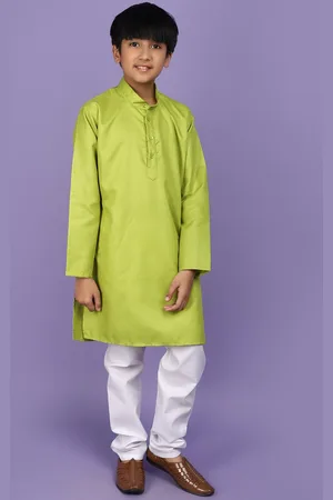 V-Mart Boys Mandarin Collar Pure Cotton Straight Kurta With Trousers