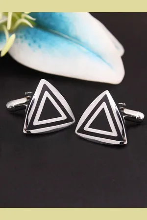 KOVOVE Black & Silver-Toned Quirky The Tripod Cufflink