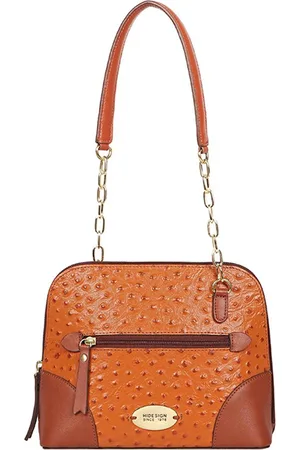 Hidesign Women Tan Brown Textured Leather Shoulder Bag
