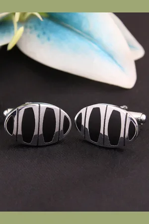 KOVOVE Black & Silver-Toned The Harmonic Cufflink
