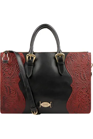 Hidesign Black Textured Leather Shopper Handheld Bag