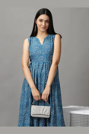 SHOWOFF Women Teal & White Floral Maxi Dress