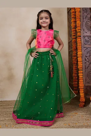 pspeaches Girls Printed Ready to Wear Lehenga & Blouse With Dupatta