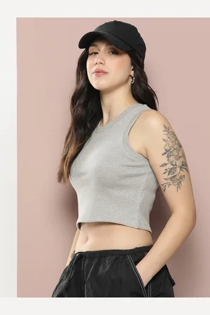 HARVARD Women Solid Slim Fit Crop T-shirt