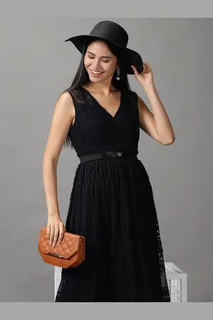 SHOWOFF Women Black Cotton Maxi Dress