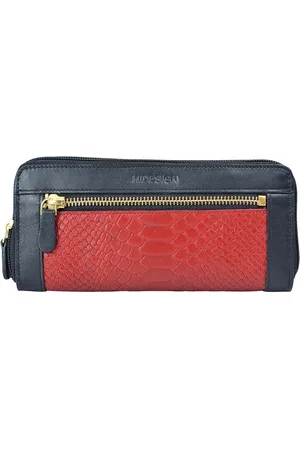 Hidesign Women Red Textured Leather Zip Around Wallet