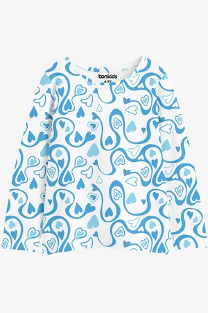 BONKIDS Girls Abstract Printed Round Neck Long Sleeves T-shirt