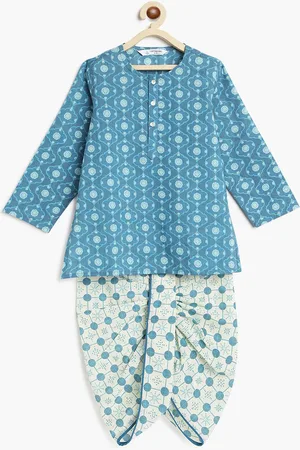Campana Boys Ethnic Motifs Printed Pure Cotton Straight Kurta with Dhoti Pants