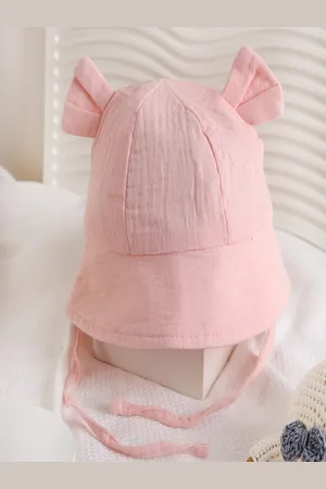 KICKS & CRAWL Kids Printed Bunny Blush Cotton Bucket Cap