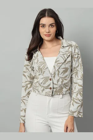 Chemistry Printed Crop Single-Breasted Blazers