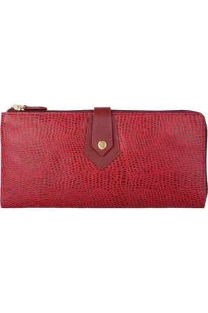 Hidesign Women Red Animal Textured Zip Around Wallet