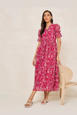 Styli Women Floral Print V-Neck A-Line Maxi Dress