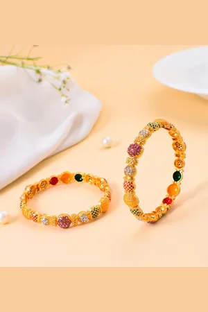 Silvermerc Designs Set Of 2 Gold-Plated Kundan-Studded Bangle
